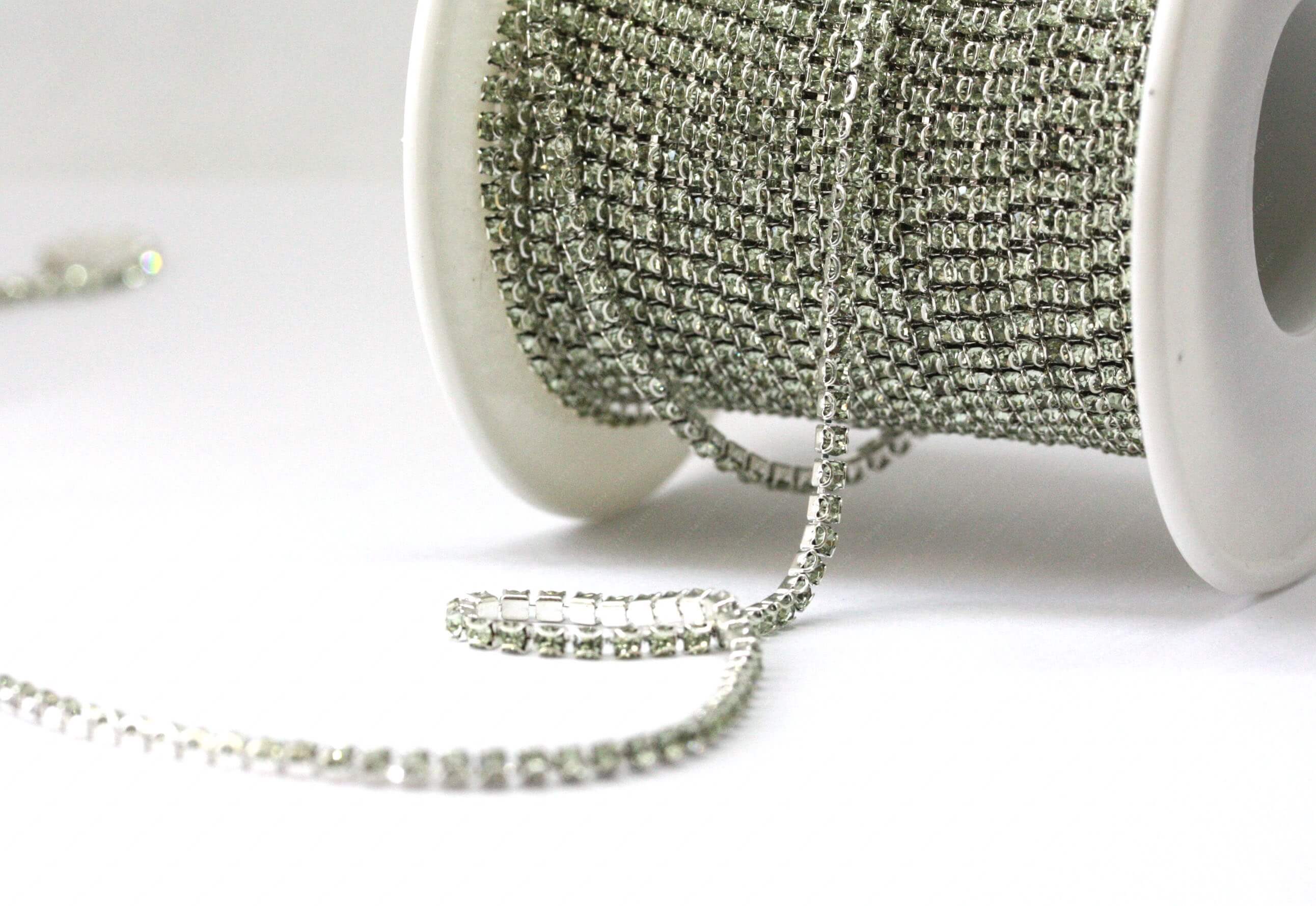 Ланцюжок стразовий Silver + Chrysolite